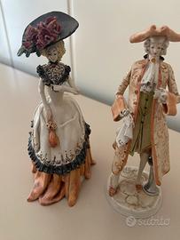 Coppia statuine ceramica Longo e Cerva