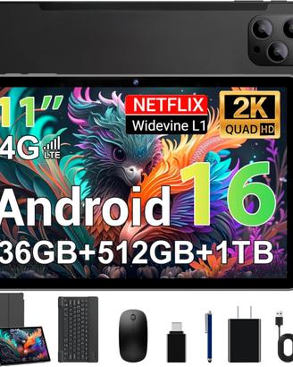 Tablet 11 Pollici Android con Tastiera Mouse NUOVO