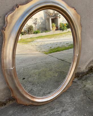 Specchio Vintage Ovale Cornice Dorata Shabby Chic