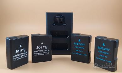 Caricabatterie USB Enegon + 4 Batterie EN-EL14 NIK
