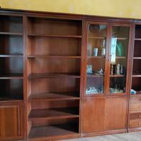 Libreria classica in legno a 4 moduli con vetrina 