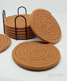 Otto sottobicchieri di stoffa artig + supporto