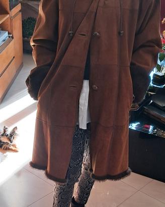 Giaccone camoscio e lapin marrone