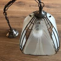 Lampadario a sospensione in vetro e metallo