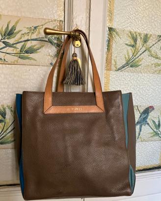 Etro borsa in pelle con inserti a contrasto