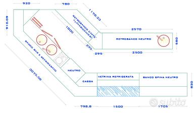 Bancone e vetrina completi bar caffetteria