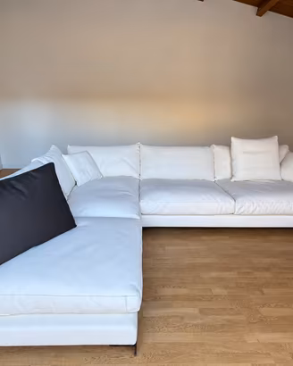 Divano angolare in pelle Flexform Long island XL