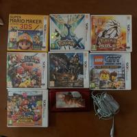 3ds rossa più caricatore vari giochi