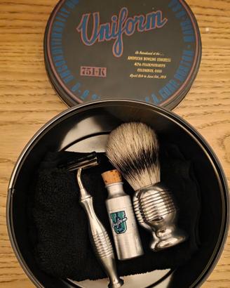 Set barba vintage rasoio shavette + pennello con s