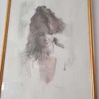 Litografia ritratto figura femminile Parmigian