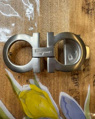 Fibbia argento Double Gancini Salvatore Ferragamo