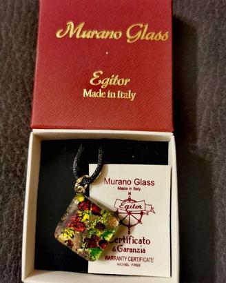COLLANA in VETRO DI MURANO - ROSSO / VERDE / ORO