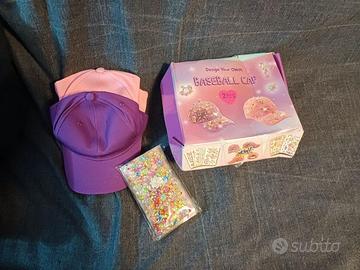 set 2 cappellini baseball da decorare