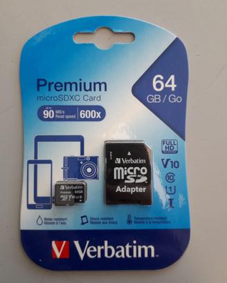 Scheda SD Verbatim 64GB con adattatore