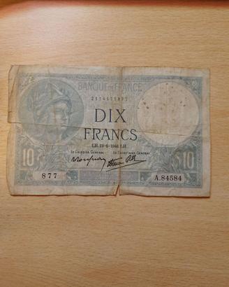 Banconota 10 franchi Francia 1941