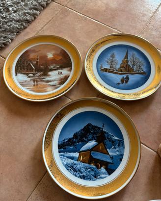 Set 3 piatti da collezione in oro 24 K