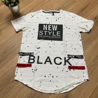 T-shirt oversize bianca stampa BLACK XL