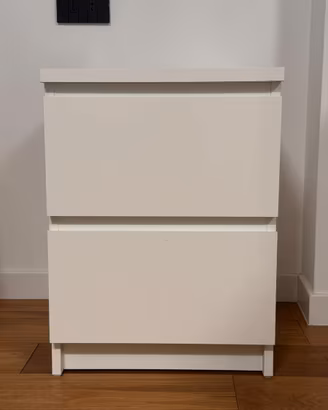 Comodino Ikea Malm a due cassetti bianco