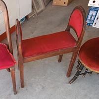 Sedie e Sgabello Antichi in Legno Massello