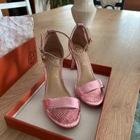 Sandali con tacco spillo Exè 37 rosa metallizzato