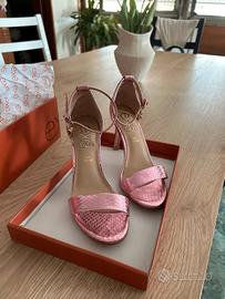Sandali con tacco spillo Exè 37 rosa metallizzato