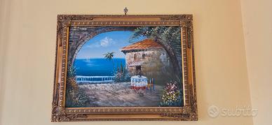 paesaggio costiero olio su tela