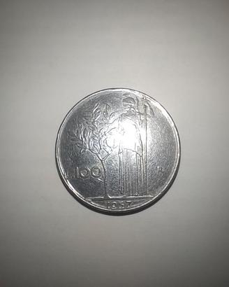 Moneta da 100 lire anno 1957 Dea Minerva