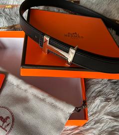 Cintura reversibile HERMÈS Togo Nero/Gold 110