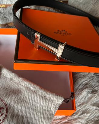 Cintura reversibile HERMÈS Togo Nero/Gold 110