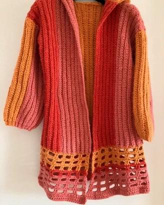 Cardigan lavorazione uncinetto a mano