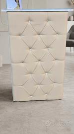 bancone reception ecopelle beige e bianco spedizio