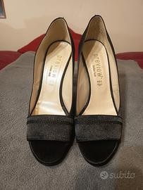 Scarpe Preview -n.39-Raso nero-Soletta in pelle.