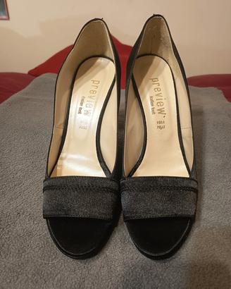 Scarpe Preview -n.39-Raso nero-Soletta in pelle.