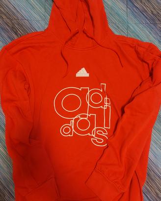Felpa Adidas arancione con cappuccio  
