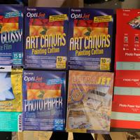 Carta a4 fotografica e canvas per inkjet assortita