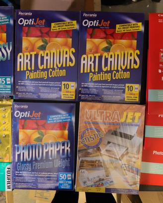 Carta a4 fotografica e canvas per inkjet assortita