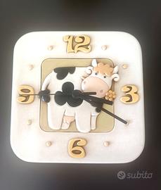 Orologio a parete Egan mucca Camilla in ceramica 