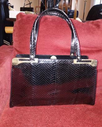 borsa vintage nera in pelle pitone/serpente