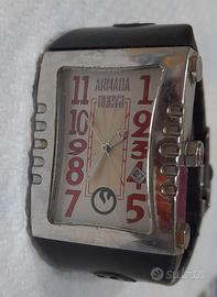 Orologio rettangolare acciaio gomma