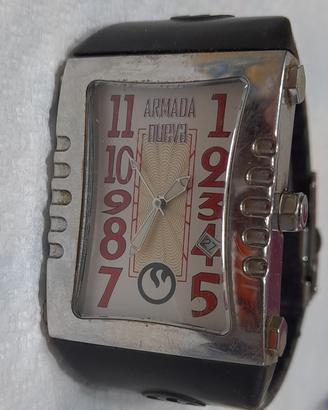 Orologio rettangolare acciaio gomma