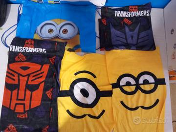 Sacca, scaldacollo/bandana Minions e Transformers 