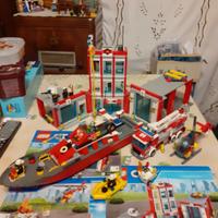 Lego stazione dei pompieri 60110 più barca 7906