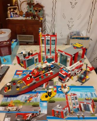 Lego stazione dei pompieri 60110 più barca 7906