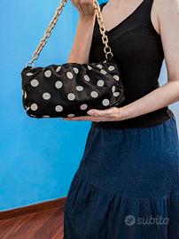 Borsa Pois Nera con Catena Dorata