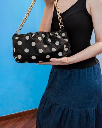 Borsa Pois Nera con Catena Dorata