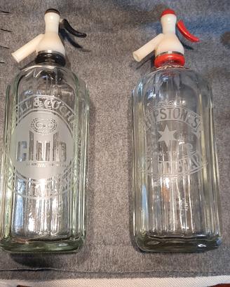 coppia bottiglie/sifoni selz retro' britanniche 