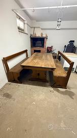 Tavolo legno massello con panche