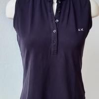 Polo smanicata SUN68 blu notte in piquet tg L