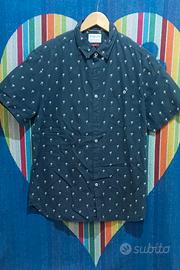 Camicia hawaiana da uomo manica corta denim flower