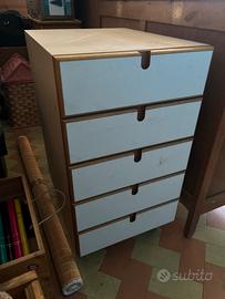 Cassettiera in legno color bianco